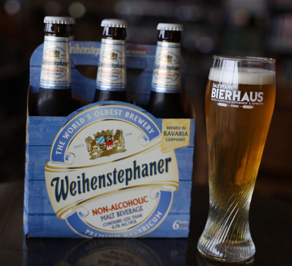 A 6 pack of Weihenstephaner's non-alcoholic beer at Das Stahl Bierhaus